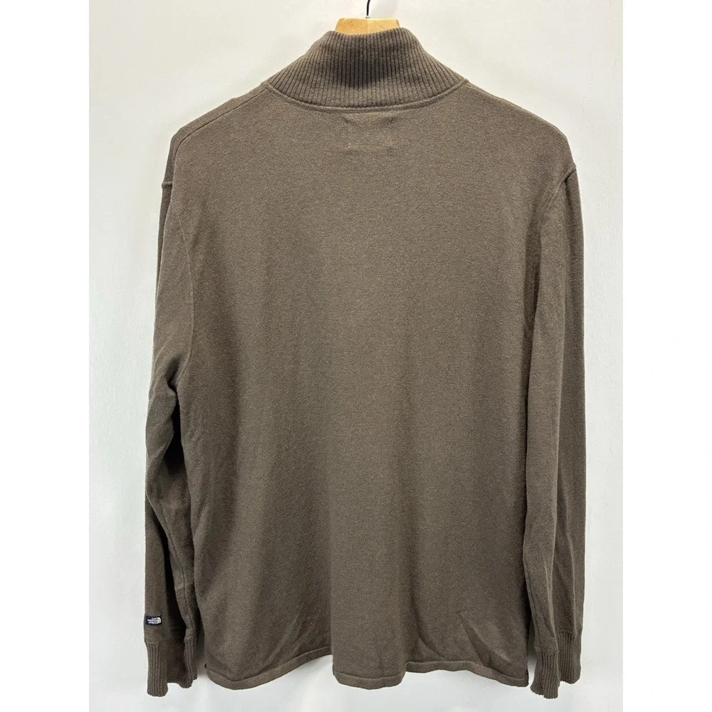 The North Face Wool Blend Sweater Sz Large Men's Brown 1/4 Zip Mock Neck